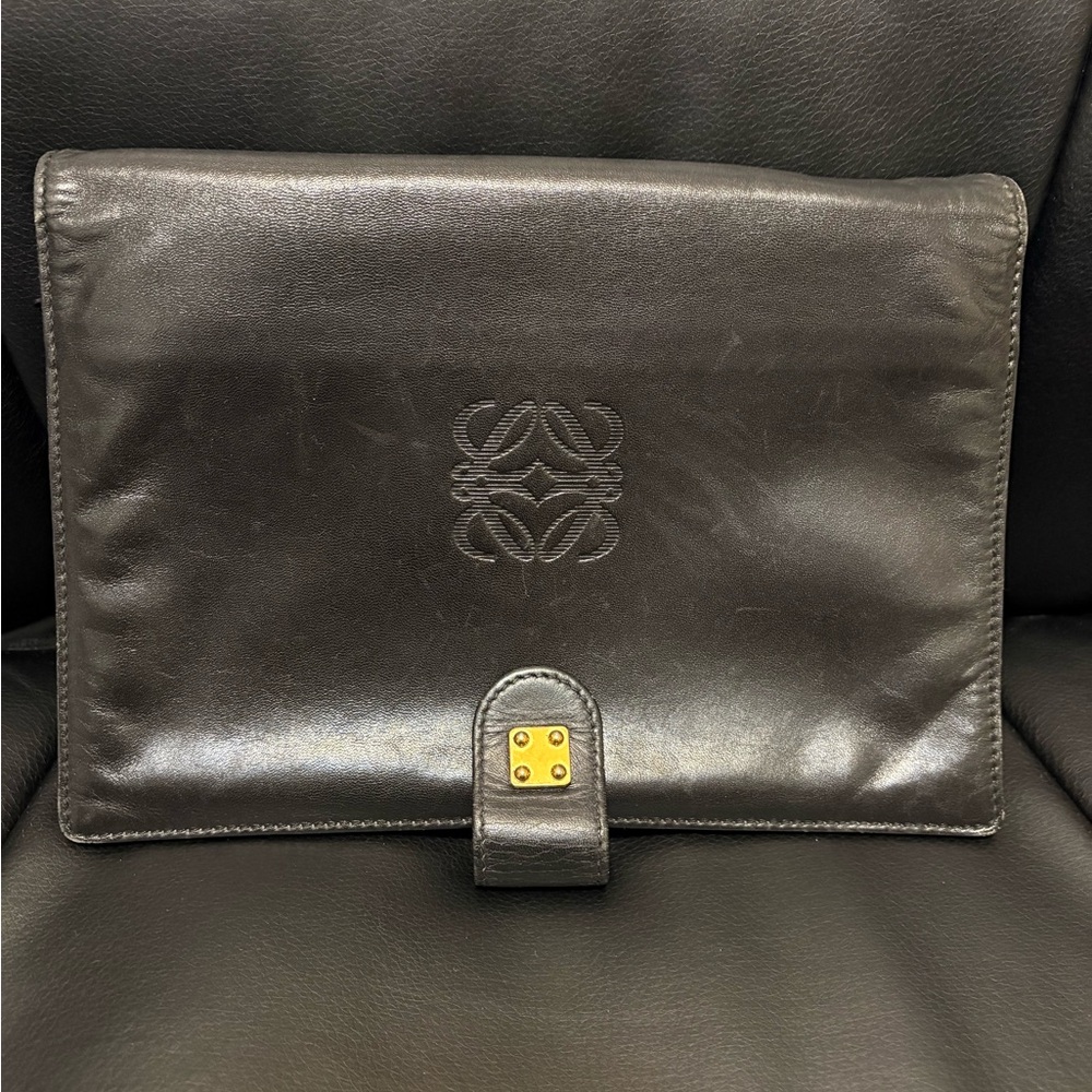 Loewe Black Leather Clutch/wristlet Bag Vintage